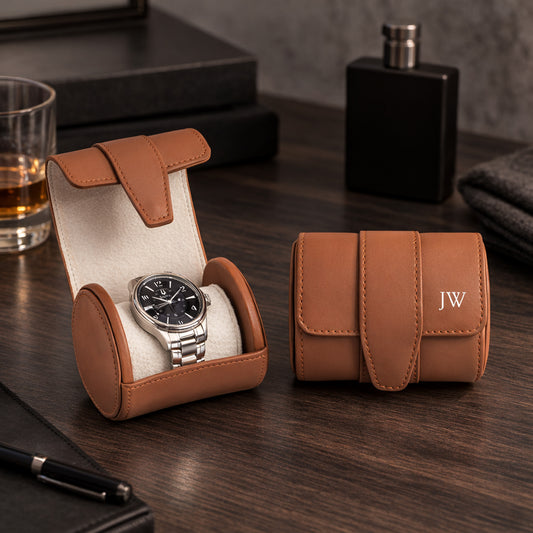 Monogrammed Single Travel Jewelry Watch Roll