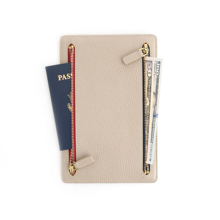 ROYCE New York Monogrammed RFID Blocking Four Zip Travel Organizer