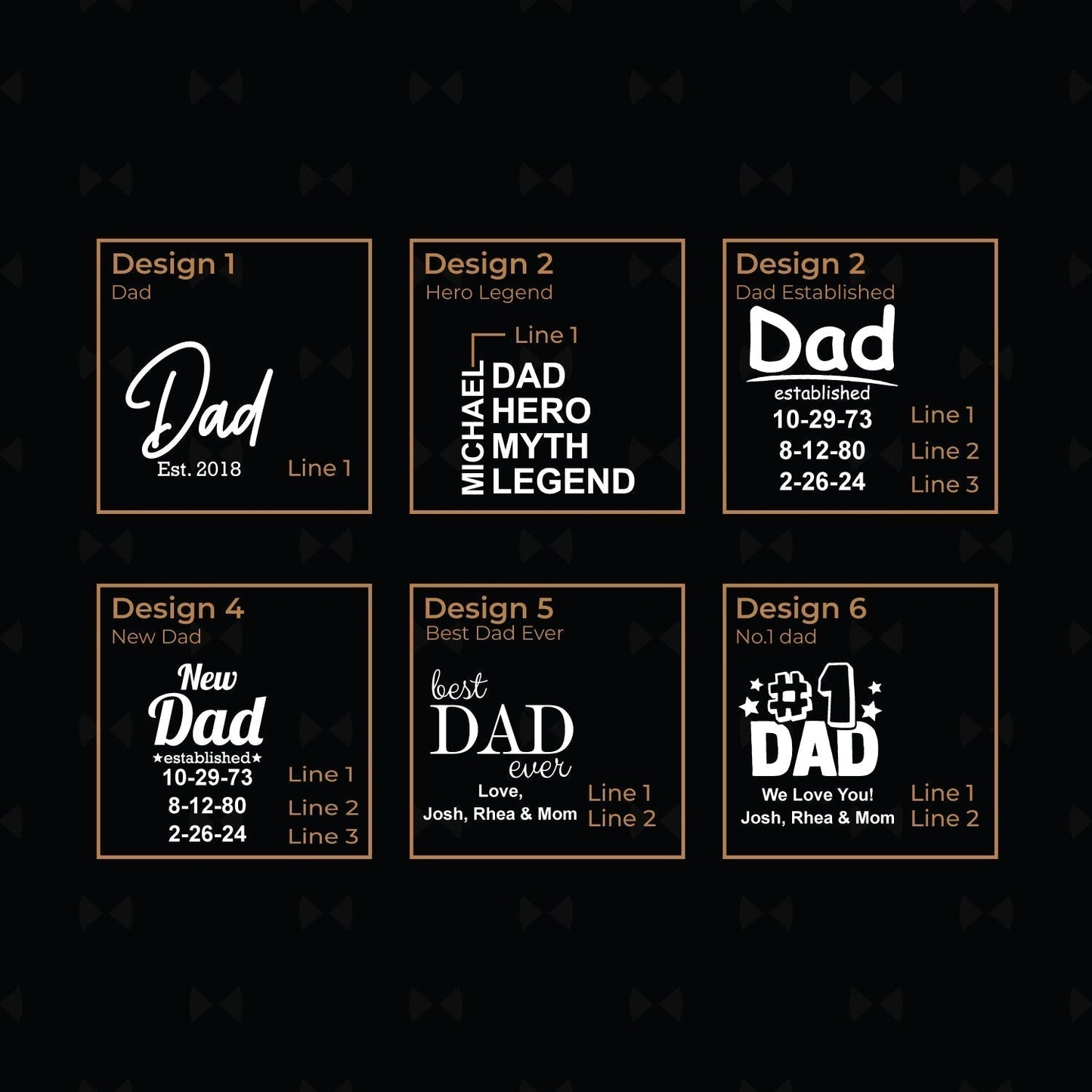 Dad Personalized Whiskey Decanter with Whiskey Rocks Glasses Set - 3pc