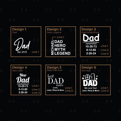 Dad Personalized Whiskey Decanter with Whiskey Rocks Glasses Set - 3pc