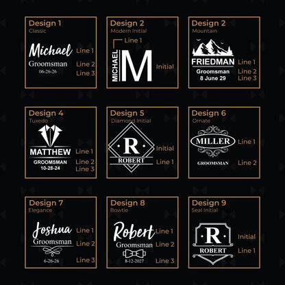 Groomsmen Personalized Whiskey Decanter with Whiskey Rocks Glasses Set - 3pc