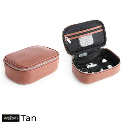 Monogrammed Leather Travel Tech Accessory Organizer Case