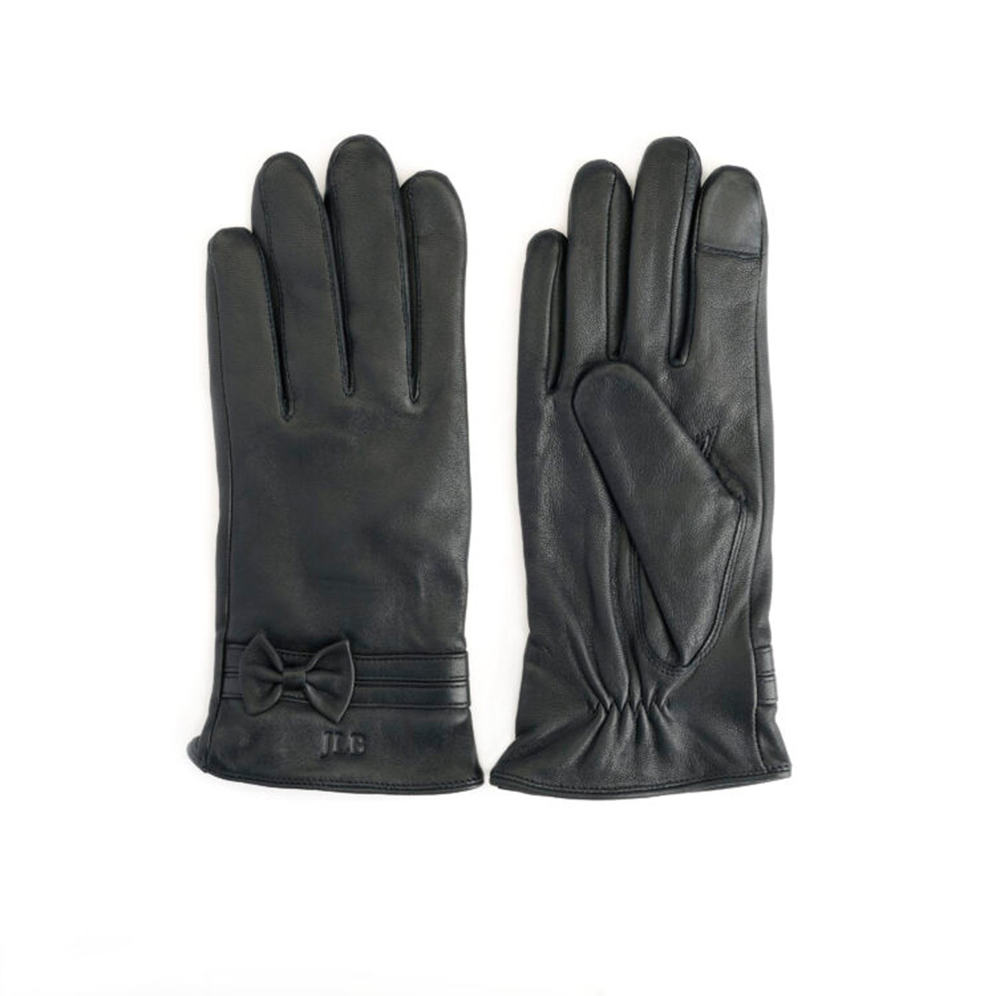 ROYCE New York Monogrammed Touchscreen Compatible Women’s Leather Gloves with Cashmere Lining