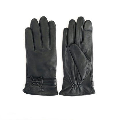 ROYCE New York Monogrammed Touchscreen Compatible Women’s Leather Gloves with Cashmere Lining