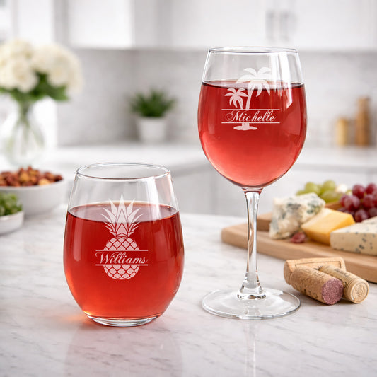Tropical Coastal Signature Personalized Wine Glass