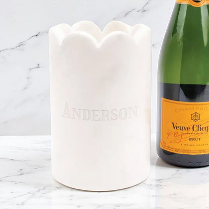 Engraved Scalloped Marble Wine & Champagne Chiller and Scalloped Marble Cheese Board