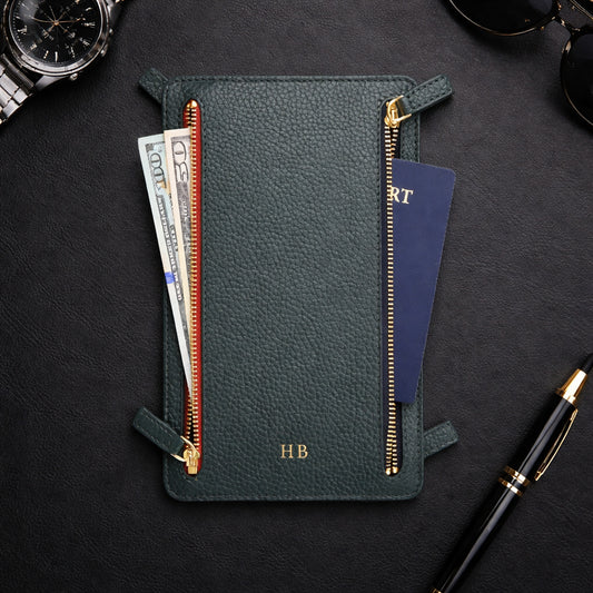 Monogrammed RFID Blocking Four Zip Travel Organizer
