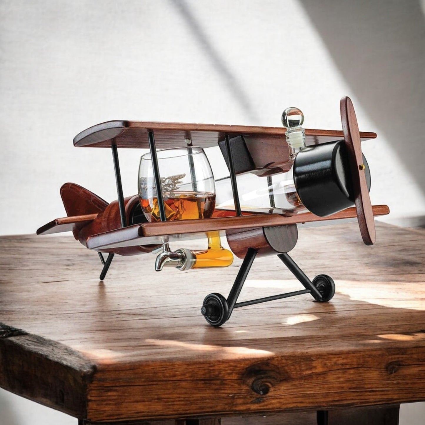 Vintage Airplane Whiskey Decanter with Airplane Glasses Gift Set