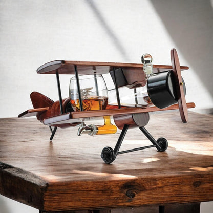 Vintage Airplane Whiskey Decanter with Airplane Glasses Gift Set