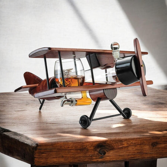 Vintage Airplane Whiskey Decanter with Airplane Glasses Gift Set