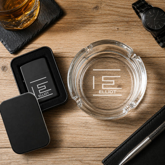 Monogram Personalized Cigarette Ashtray and Lighter