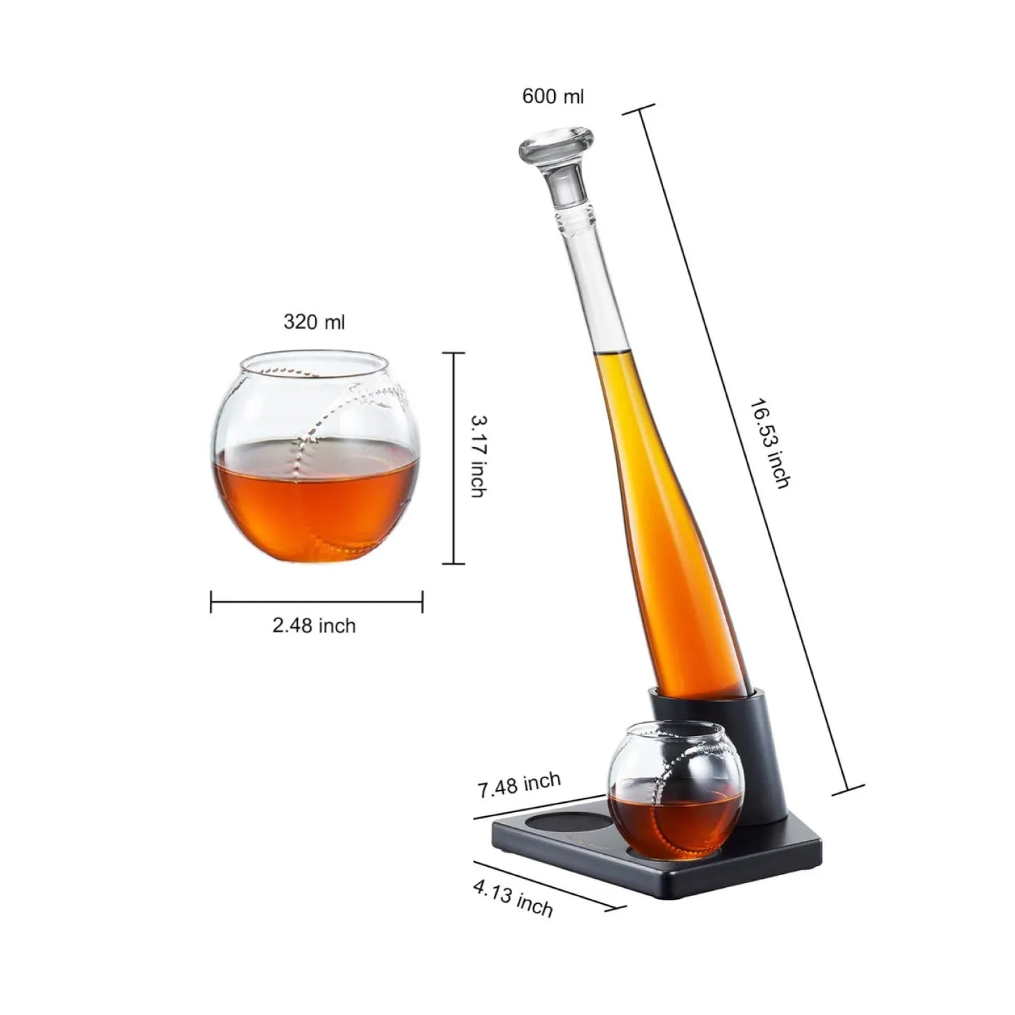 Baseball Personalized Decanter and Glasses Gift Set