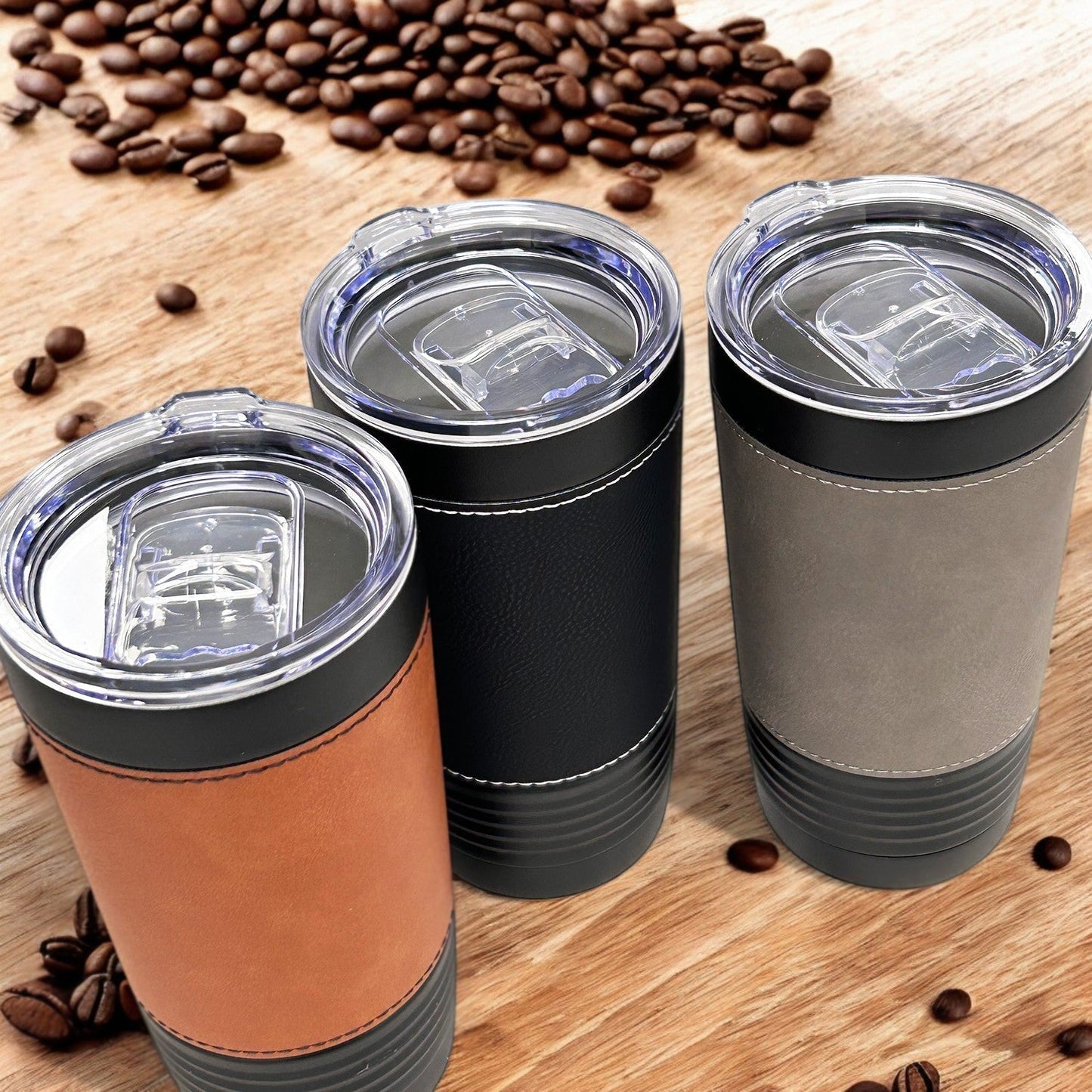 Monogram Personalized Black 20 oz Leather Tumbler