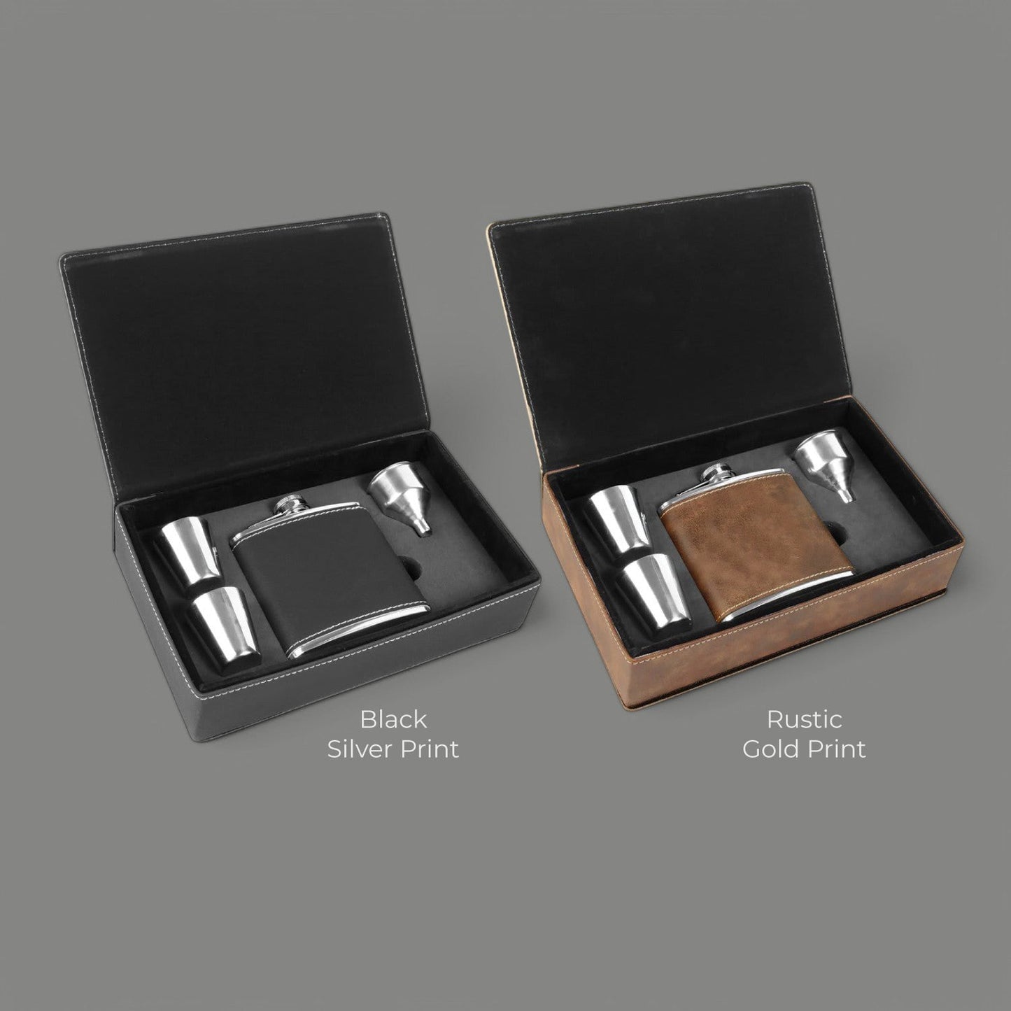 Motorcycle Rider Personalized Leather Flask Set