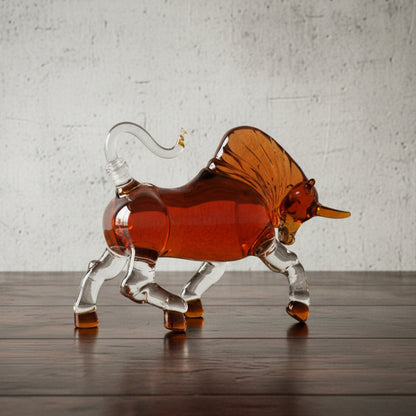 Monogram Bull Whiskey Decanter Set with Monogrammed Whiskey Glasses, Set of 3