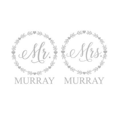 Mr and Mrs Wreath Personalized Rose Gold Wedding Flute Set