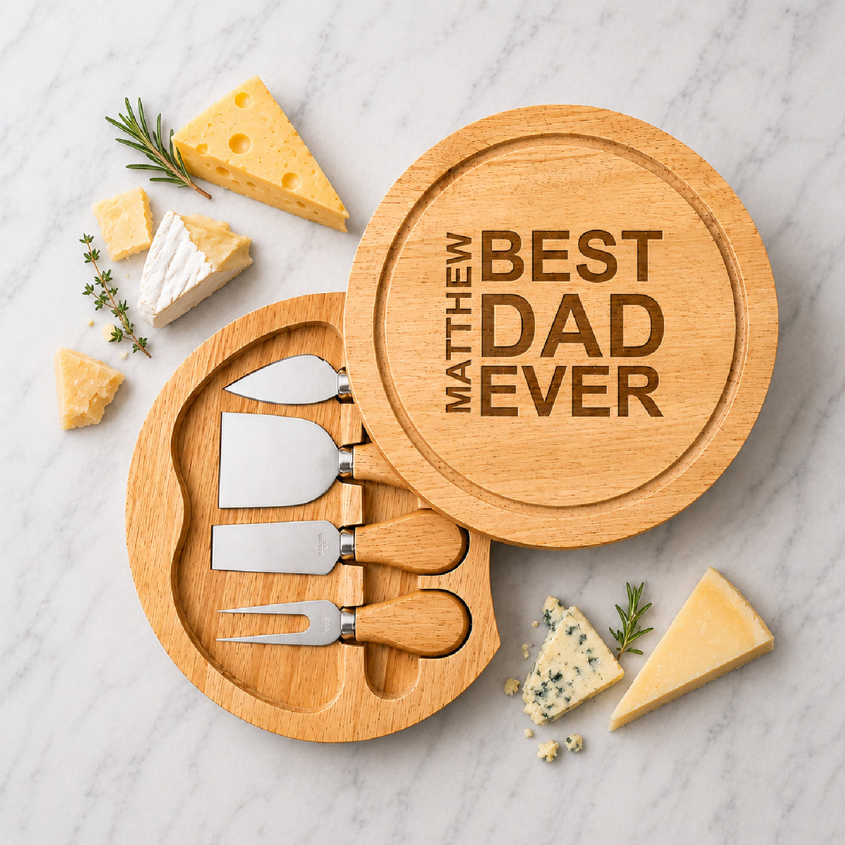 Dad Personalized Swivel Cheese Board Gift Set