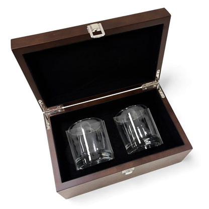 Deluxe Wood Box with 2 Whiskey Glass