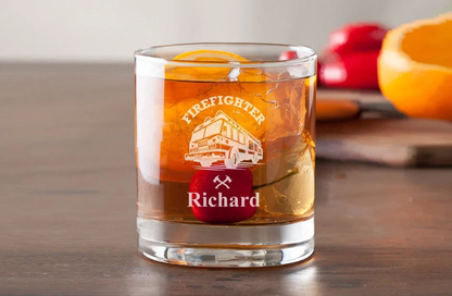 Firefighter Personalized Rocks Whiskey Glass