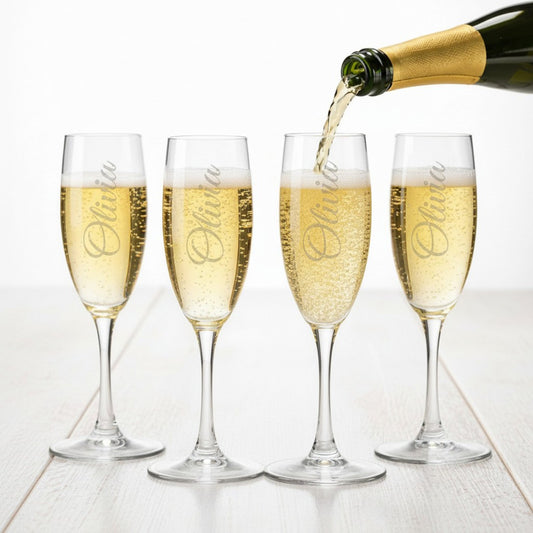 Personalized Champagne Glasses, Set of 4