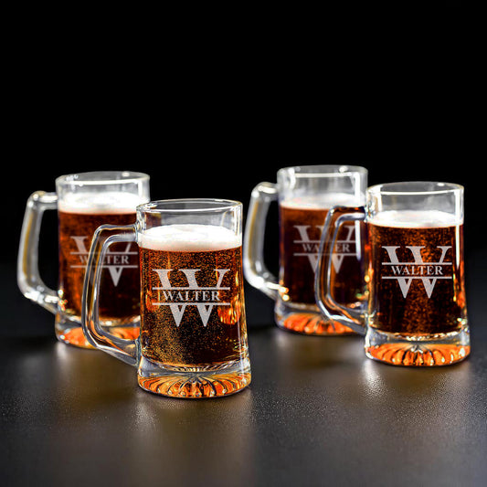 Monogram Personalized Beer Mug Glass Set - 4pc