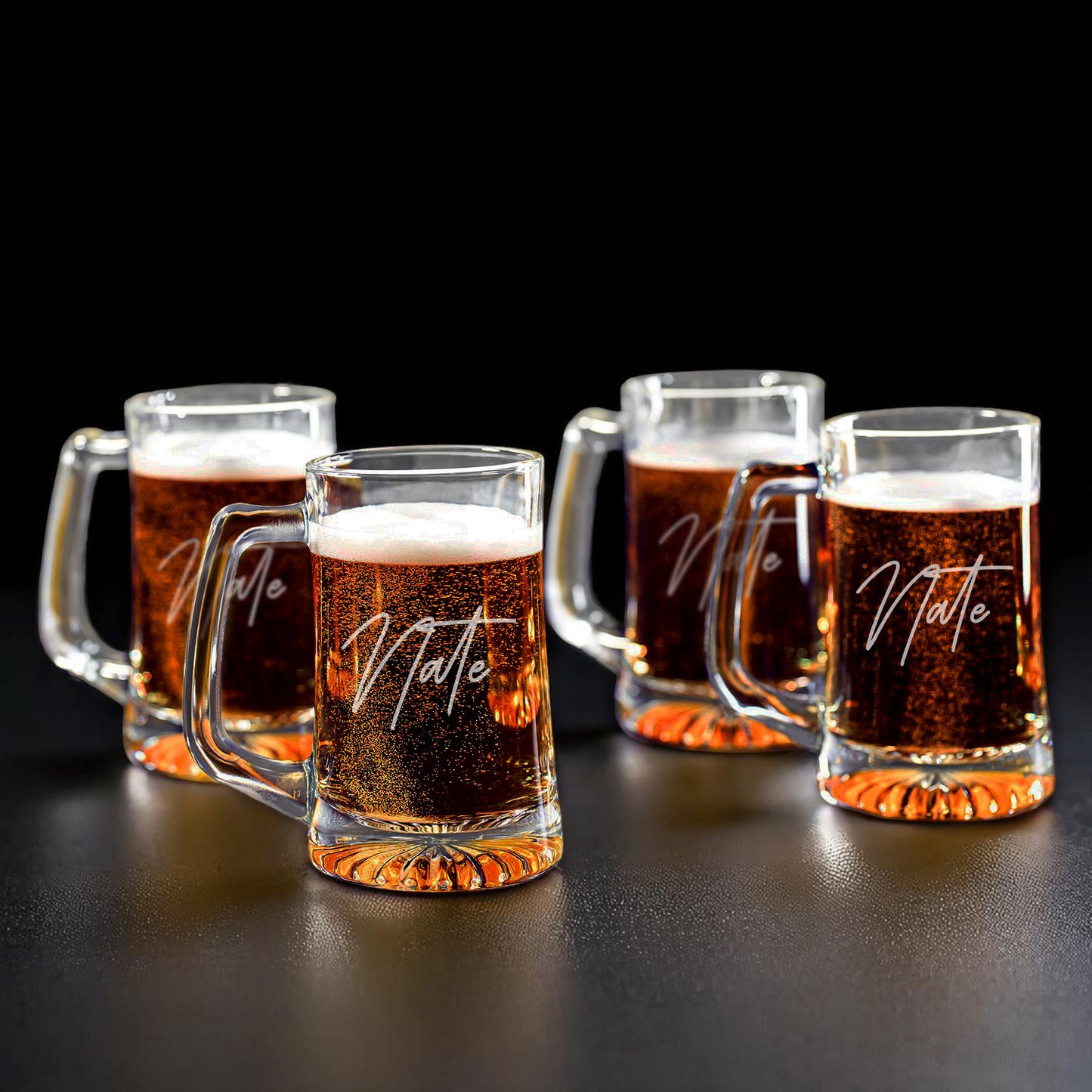 Signature Collection Personalized Beer Mug Glass Set - 4pc