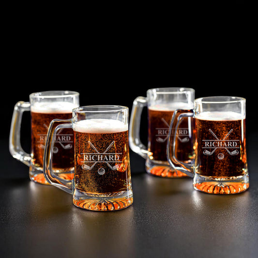 Golf Personalized Beer Mug Glass Set - 4pc