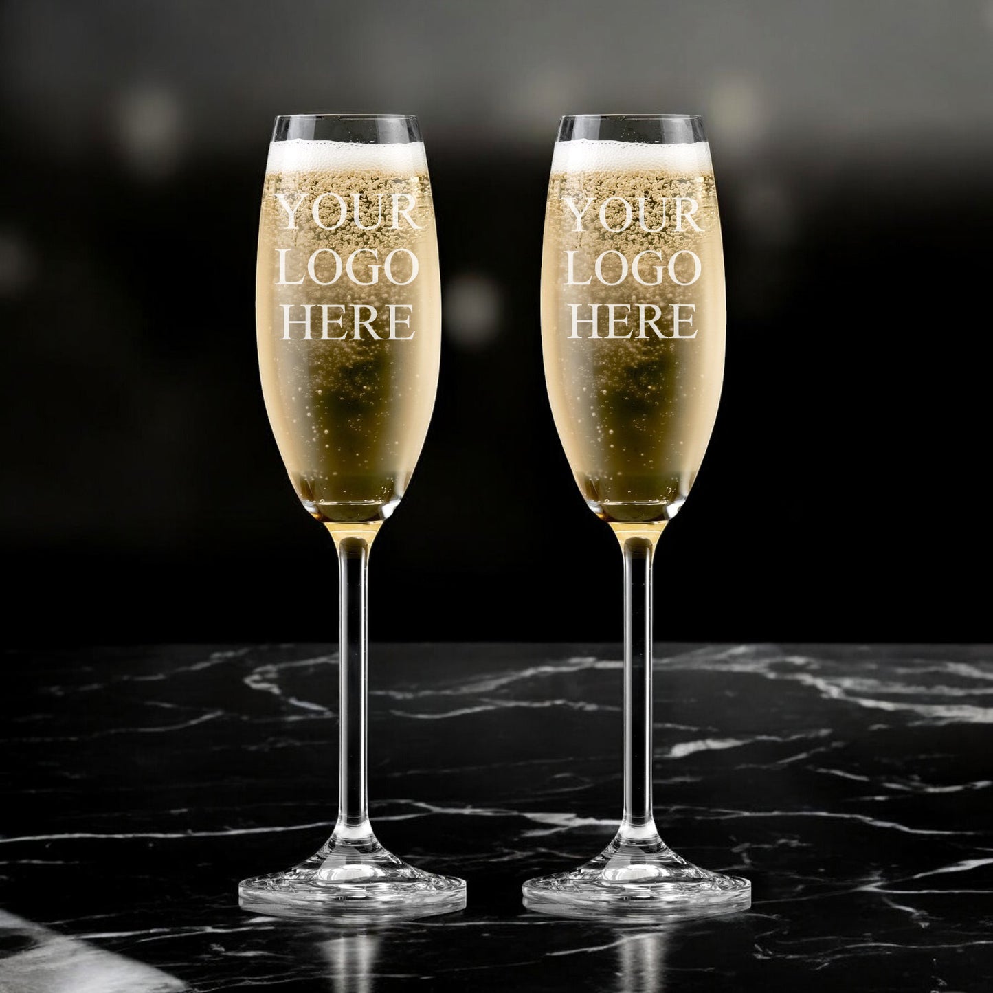 Custom Logo Champagne Flutes with Gift Box Set