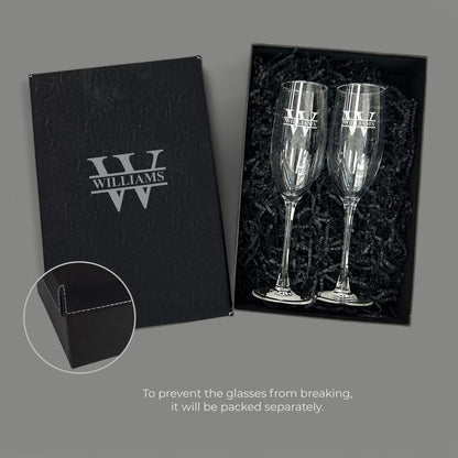 Personalized Champagne Flutes with Gift Box Set