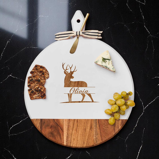 Hunting Personalized Round Charcuterie Board with Spreader