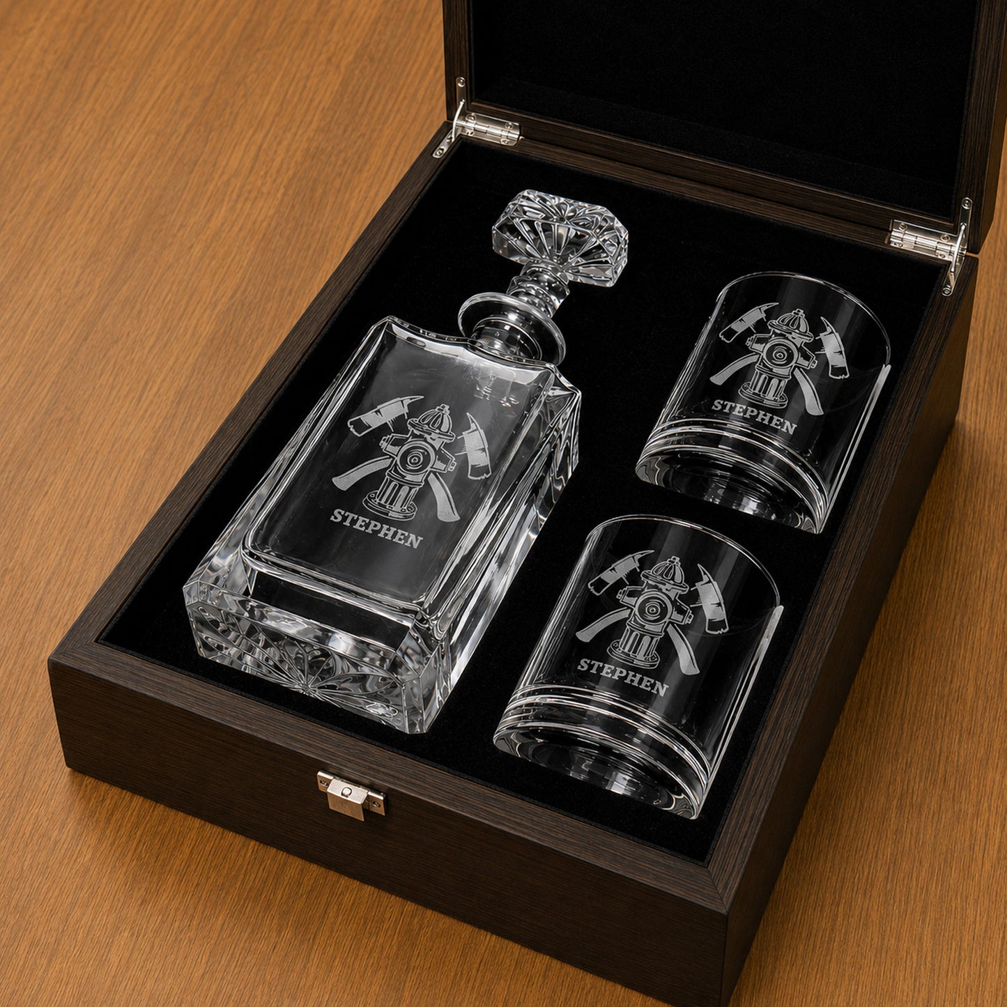 Firefighter Personalized Classic Whiskey Decanter with Glasses Gift Set
