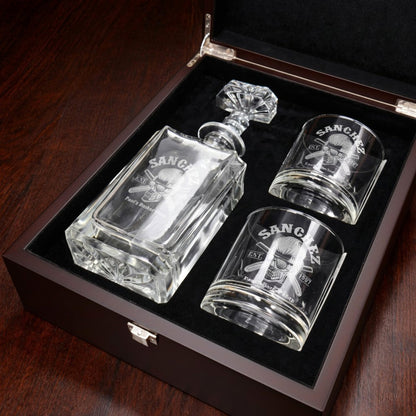 Barber Personalized Classic Whiskey Decanter with Glasses Gift Set