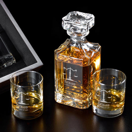 Lawyer Personalized Classic Whiskey Decanter with Glasses Gift Set