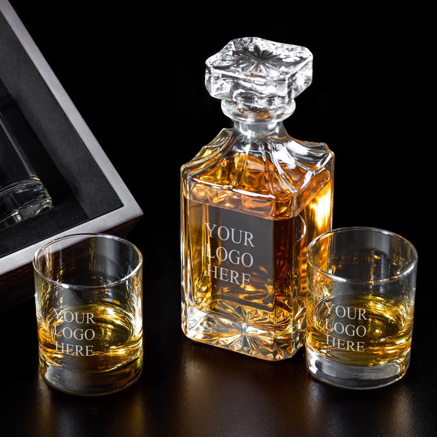 Custom Logo Personalized Classic Whiskey Decanter with Glasses Gift Set