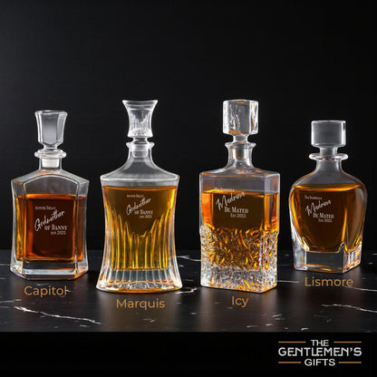 Godmother Personalized Whiskey Decanter with Whiskey Rocks Glasses Set - 3pc