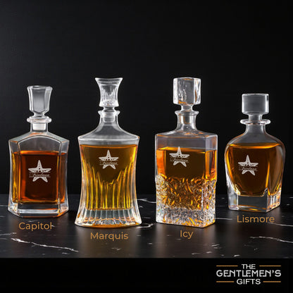 Starfish Personalized Whiskey Decanter with Whiskey Rocks Glasses Set - 3pc