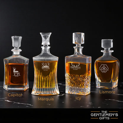 Hunting Personalized Whiskey Decanter with Whiskey Rocks Glasses Set - 3pc
