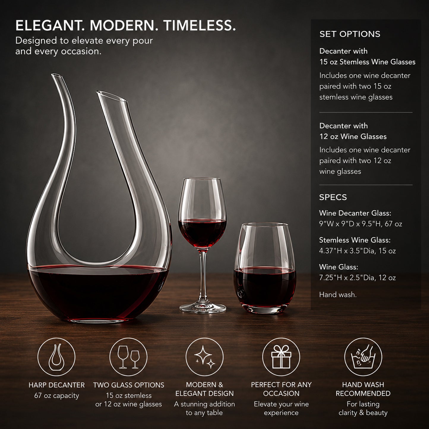 Lawyer Personalized Harp Wine Decanter With Wine Glass Set