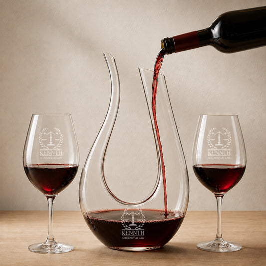 Lawyer Personalized Harp Wine Decanter With Wine Glass Set
