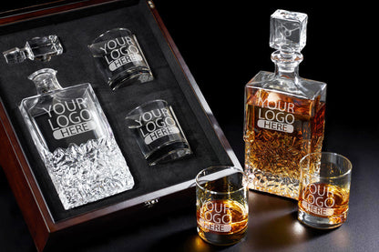 Custom Logo Personalized Icy Whiskey Decanter with Glasses Gift Set
