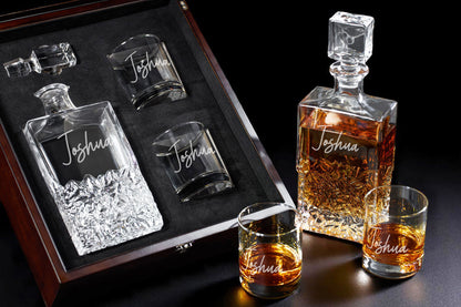 Signature Collection Personalized Icy Whiskey Decanter with Glasses Gift Set