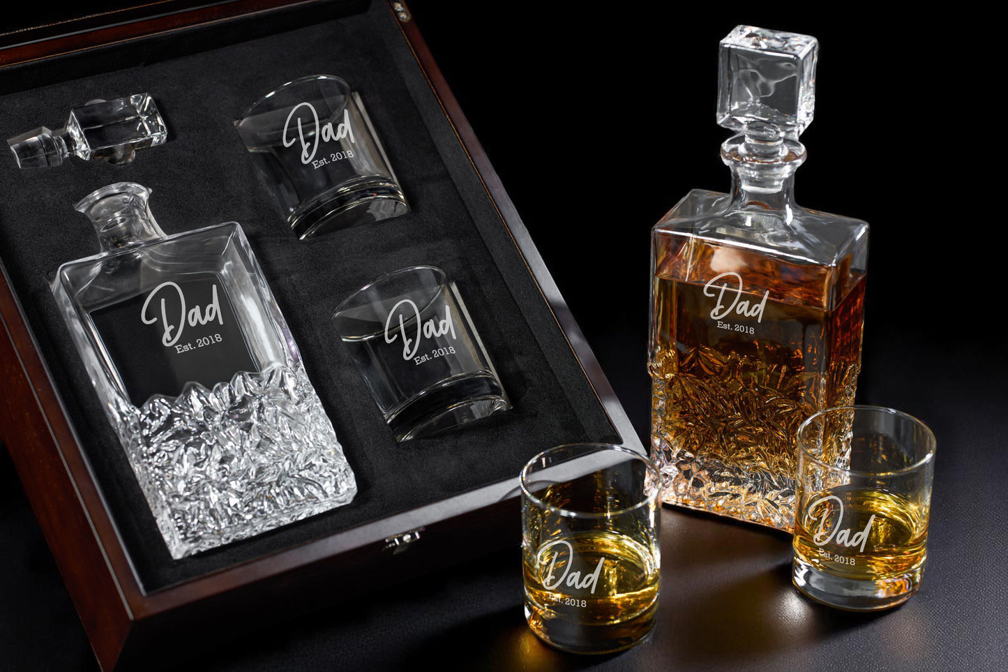 Dad Personalized Icy Whiskey Decanter with Glasses Gift Set