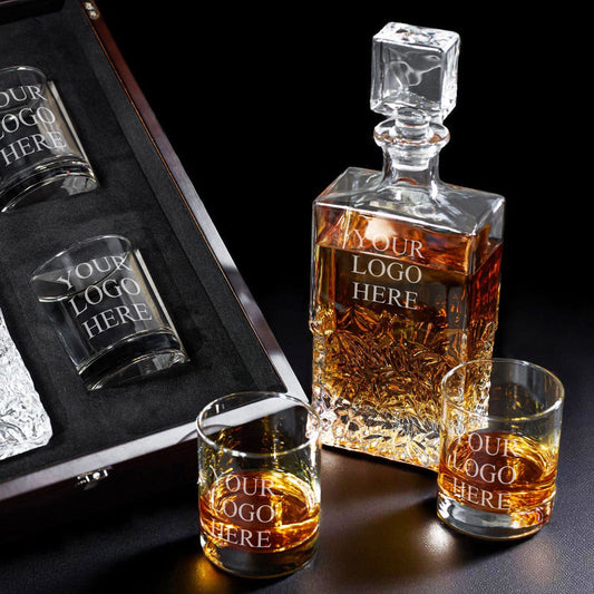 Custom Logo Personalized Icy Whiskey Decanter with Glasses Gift Set