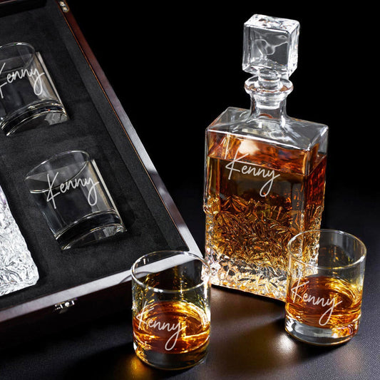Signature Collection Personalized Icy Whiskey Decanter with Glasses Gift Set