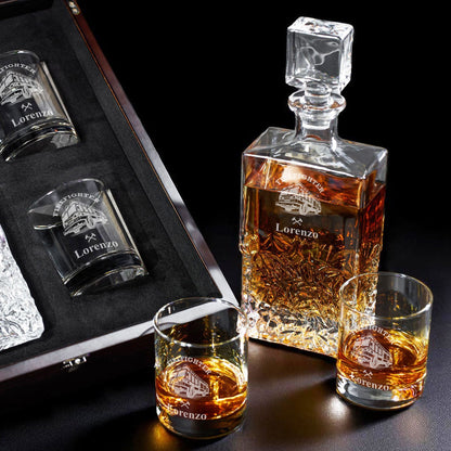 Firefighter Personalized Icy Whiskey Decanter with Glasses Gift Set