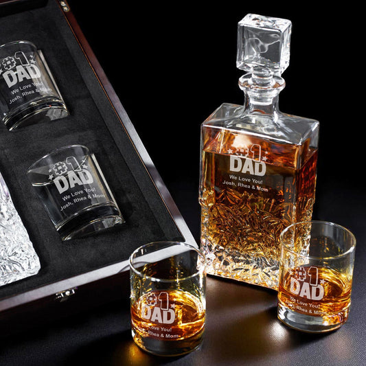 Dad Personalized Icy Whiskey Decanter with Glasses Gift Set