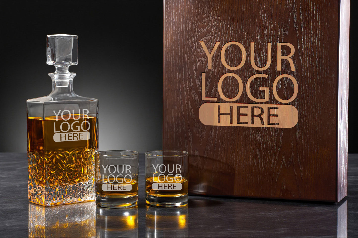Custom Logo Personalized Icy Whiskey Decanter with Glasses Gift Set