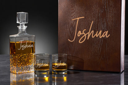 Signature Collection Personalized Icy Whiskey Decanter with Glasses Gift Set