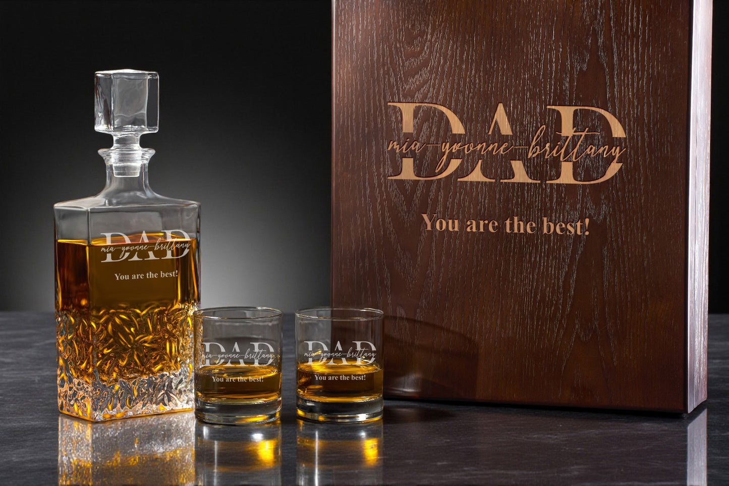 Dad Personalized Icy Whiskey Decanter with Glasses Gift Set