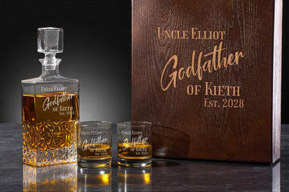 Godfather Personalized Icy Whiskey Decanter with Glasses Gift Set